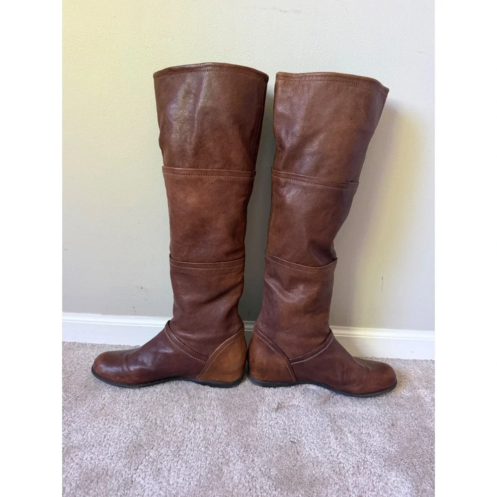 Stuart Weitzman Riding Boots Leather Brown 8.5 M